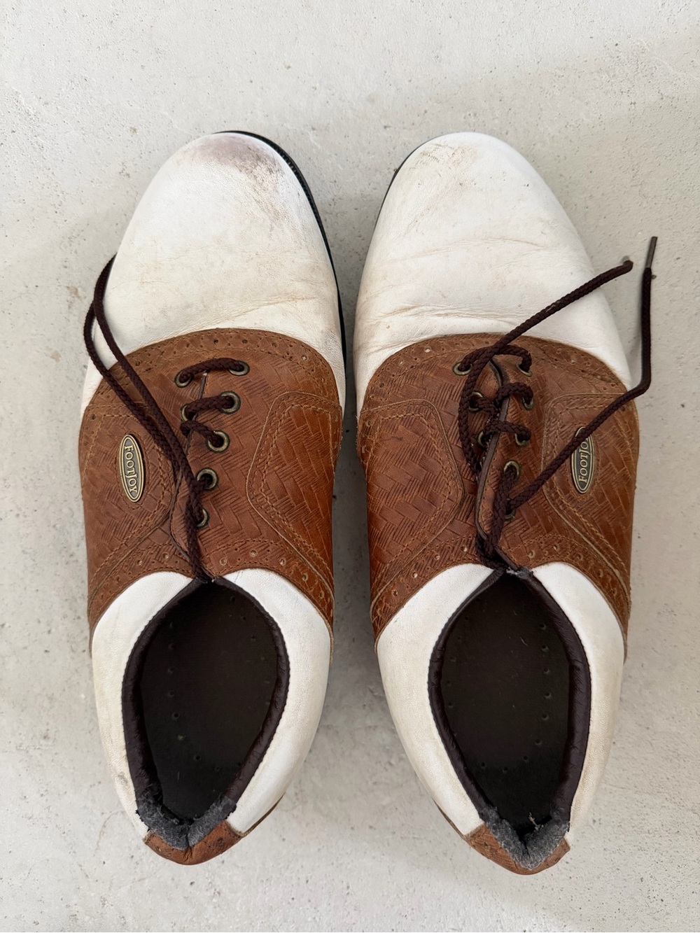FootJoy Men’s Brown & White Two-Tone Golf Saddle Shoes